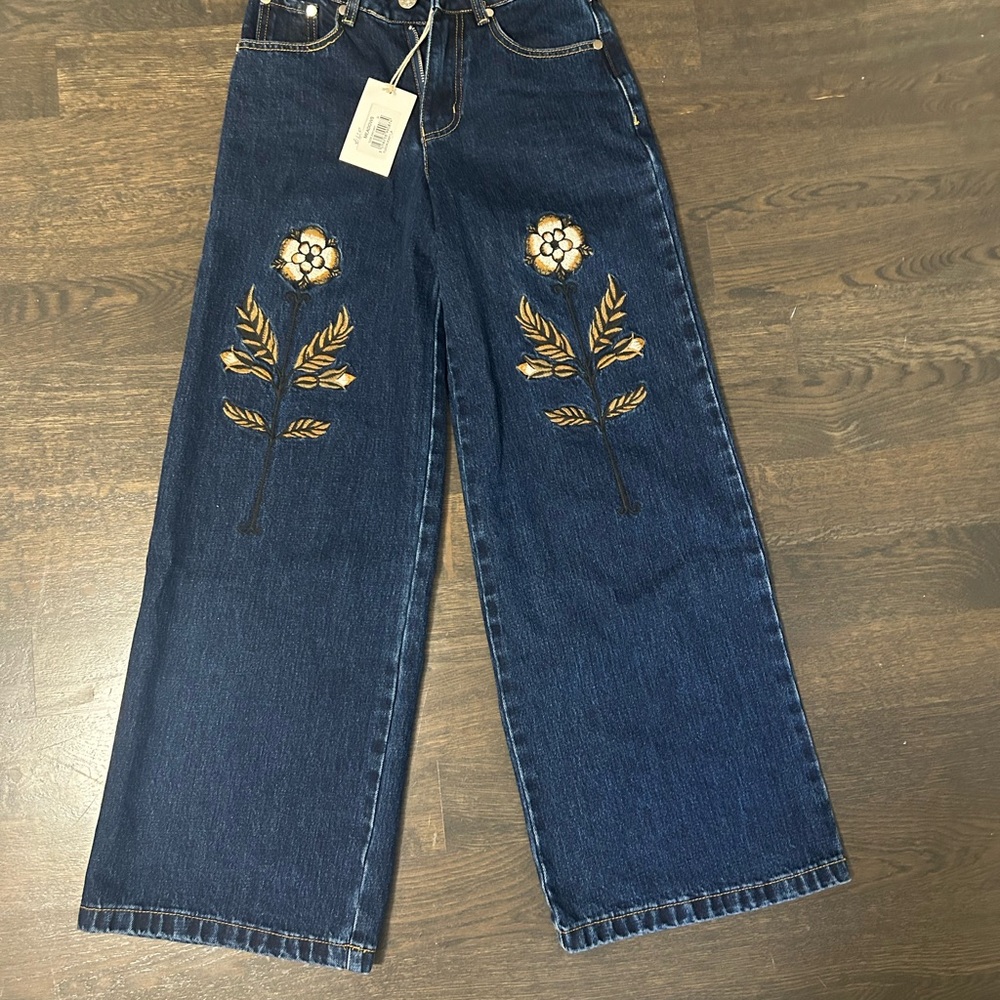 Embroidered Blue Jeans